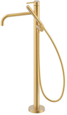Mitigeur Sur Pied Pour Baignoire Et Douche1 Colonne Verticale Or Mat 24k - Tres 26247005om
