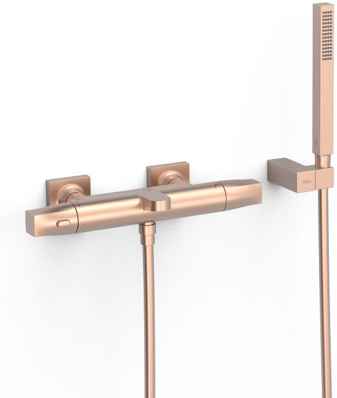 Robinet Thermostatique Mural Pour Baignoire Et Douche Or Rose Mat 24k - Tres 19017459opm