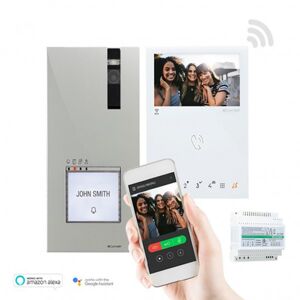 Kit Quadra Moniteur Videophonique Mains Libres Wi-Fi 2 Fils - Platine De Rue En Saillie - Comelit Kvq2001w
