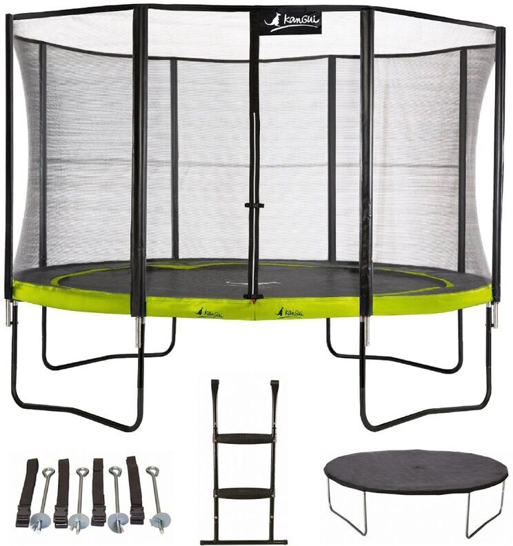 Kangui - Trampoline 430 cm + filet + échelle + bâche + kit d'ancrage PUNCHI Kangui - Trampoline 430 cm + filet + échelle + bâche + kit d'ancrage PUNCHI
