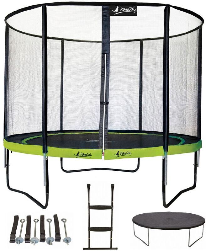 Kangui - Trampoline 305 cm + filet + échelle + bâche + kit d'ancrage PUNCHI Kangui - Trampoline 305 cm + filet + échelle + bâche + kit d'ancrage PUNCHI