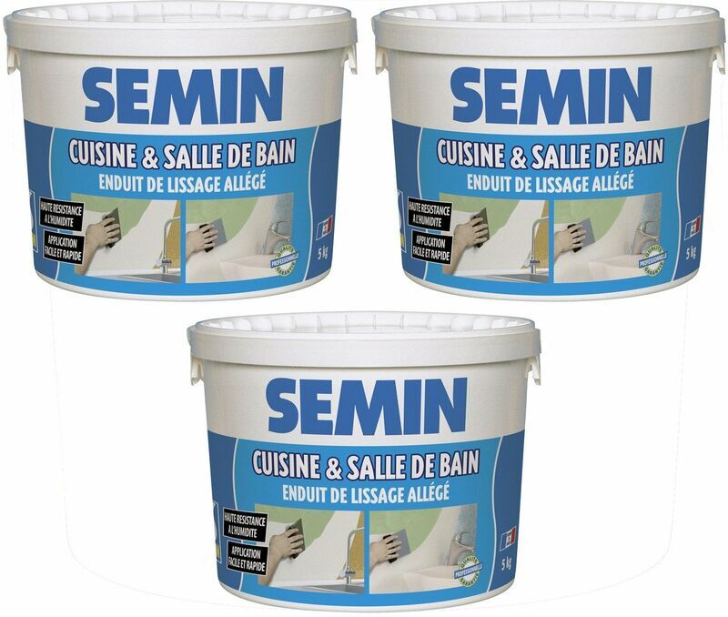 SEMIN Lot de 3 enduits de lissage cuisine et salle de bain adapté aux pièces humides SEMIN Lot de 3 enduits de lissage cuisine et salle de bain adapté aux pièces humides