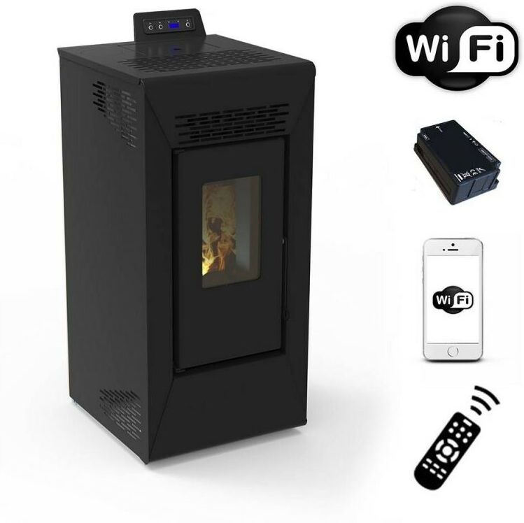 SAN MARCO Poêle à pellet ventilé Courmayeur noir San Marco de 8,74 Kw avec wifi et App SAN MARCO Poêle à pellet ventilé Courmayeur noir San Marco de 8,74 Kw avec wifi et App