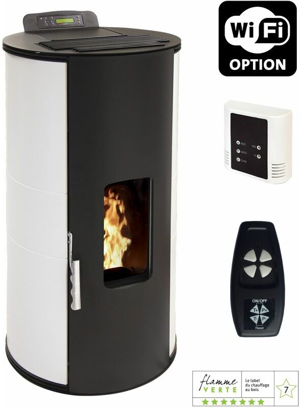 S.I. Poêle à granulés rond étanche GIULIA 8.0 blanc S.I. Poêle à granulés rond étanche GIULIA 8.0 blanc