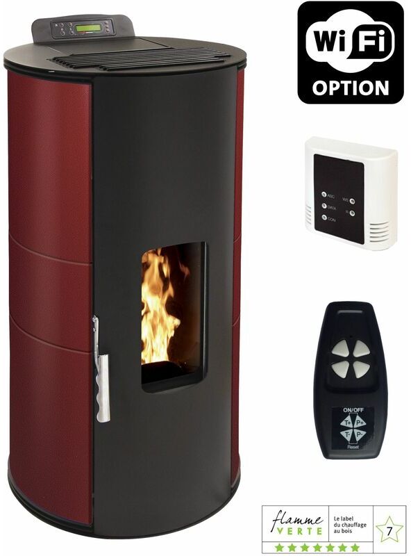 S.I. Poêle à granulés rond étanche GIULIA 8.0 rouge S.I. Poêle à granulés rond étanche GIULIA 8.0 rouge