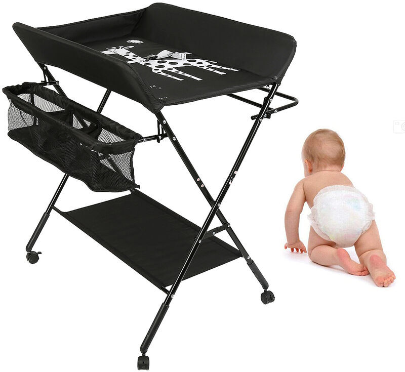 OOBEST Table à Langer Pliante avec Panier de Rangement pour Nouveaux-Nés Chambre Bébé OOBEST Table à Langer Pliante avec Panier de Rangement pour Nouveaux-Nés Chambre Bébé