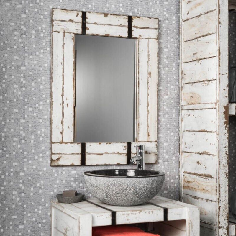 Wanda Collection - Miroir de salle de bain en Mindi 60x80 LOFT blanc Wanda Collection - Miroir de salle de bain en Mindi 60x80 LOFT blanc