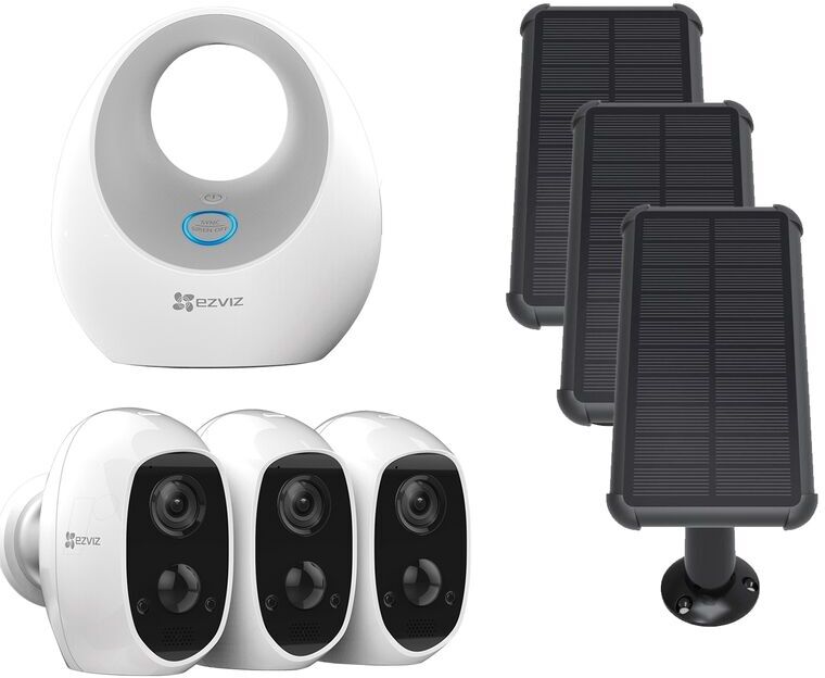 EZVIZ Pack 3 caméras C3A + Base + panneaux solaires - Blanc - Ezviz EZVIZ Pack 3 caméras C3A + Base + panneaux solaires - Blanc - Ezviz