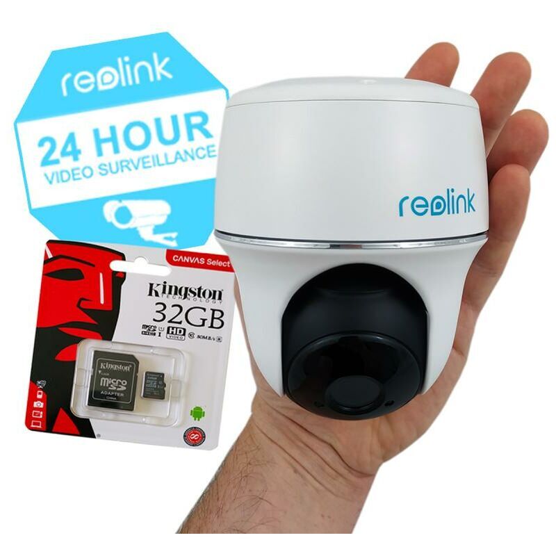 ULTRA SECURE Pack caméra motorisée Reolink Argus PT + carte-SD - 100% sans-fil autonome IP