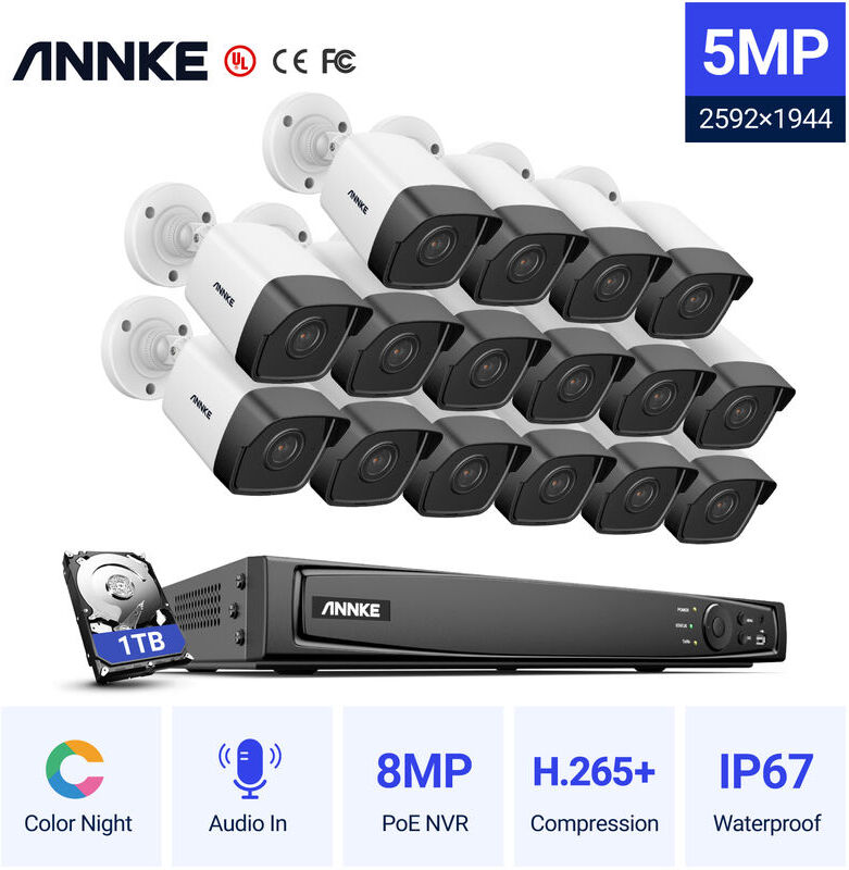 SANNCE Kit de vidéosurveillance Système de caméra de sécurité sans fil WiFi SANNCE Kit de vidéosurveillance Système de caméra de sécurité sans fil WiFi