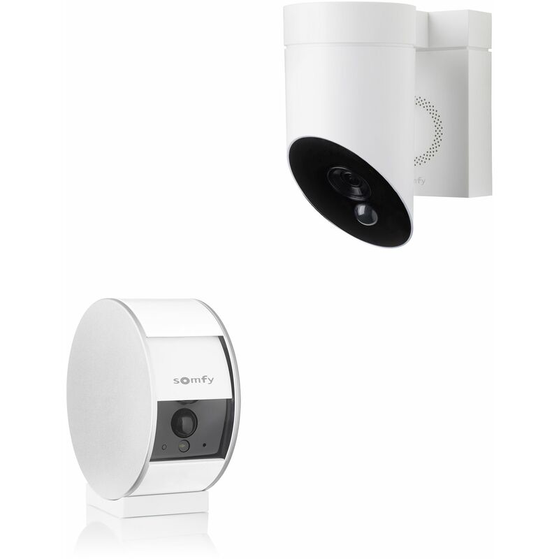 SOMFY 1 caméra intérieure Indoor Camera et 1 extérieure Outdoor Camera blanche