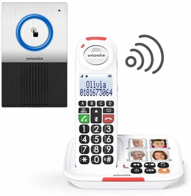 SWISSVOICE Pack Téléphone sans fil Xtra 2155 et une Sonnette interphone - Noir