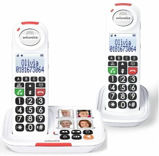 SWISSVOICE Téléphone sans fil Senior avec répondeur XTRA 2155 DUO - Blanc - Swissvoice SWISSVOICE Téléphone sans fil Senior avec répondeur XTRA 2155 DUO - Blanc - Swissvoice