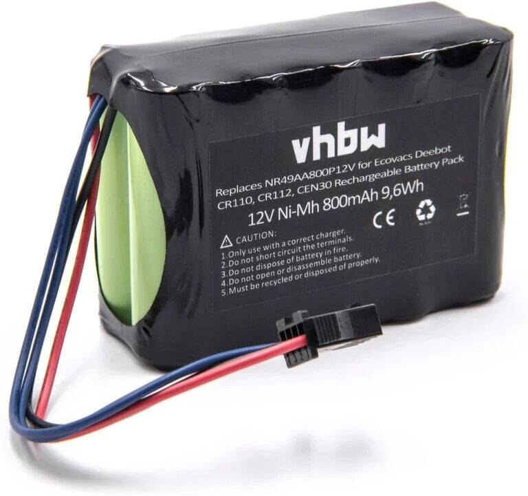 vhbw Batterie 800mAh (12.0V) pour Ecovacs Deebot CEN30, CR100, CR110, CR112,