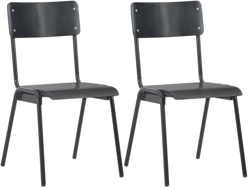 YOUTHUP 2 pcs Chaises à dîner Noir Contreplaqué solide et acier YOUTHUP 2 pcs Chaises à dîner Noir Contreplaqué solide et acier