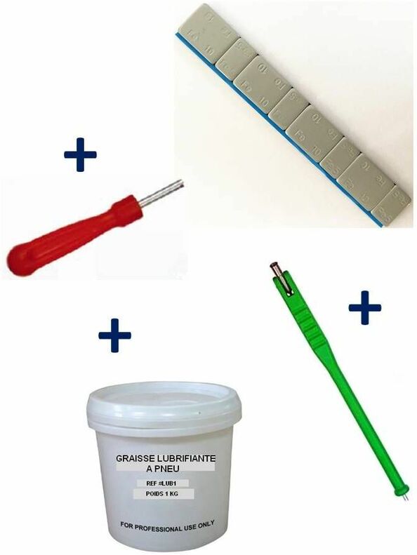 EQUIPEMENT EXPRESS SICOBA Kit 100 Plombs Masse d’Equilibrage Adhésifs 4x5g + 4x10g + Tire Valve + Demonte EQUIPEMENT EXPRESS SICOBA Kit 100 Plombs Masse d’Equilibrage Adhésifs 4x5g + 4x10g + Tire Valve + Demonte