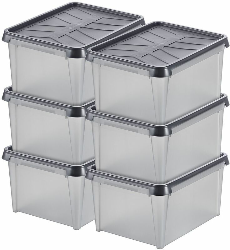 Certeo - Lot de 6x Boîte de rangement Dry   33 l   Étanche   Transparente Certeo - Lot de 6x Boîte de rangement Dry   33 l   Étanche   Transparente