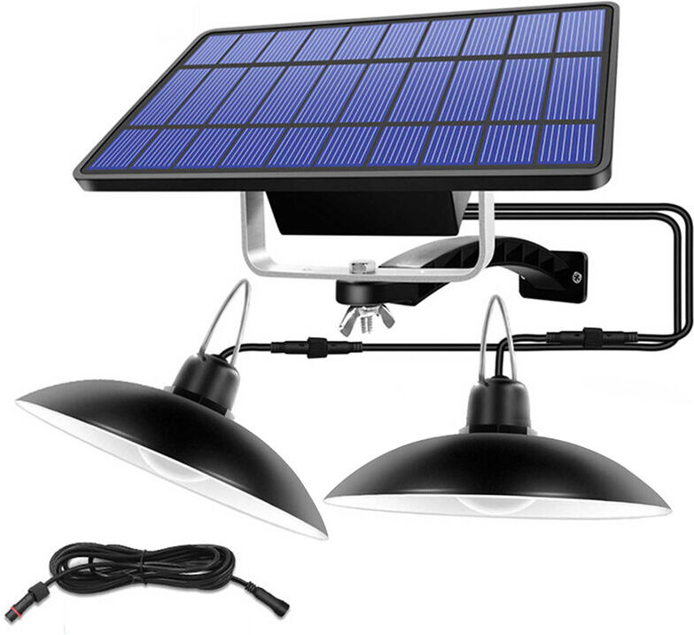HAPPYSHOPPING Lustre retro a double tete solaire, lumiere LED etanche IP65, lumiere blanche a HAPPYSHOPPING Lustre retro a double tete solaire, lumiere LED etanche IP65, lumiere blanche a