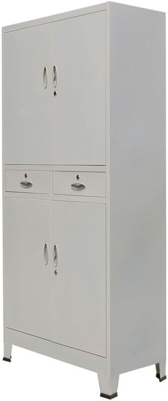 TRUE DEAL Armoire de bureau avec 4 portes Acier 90 x 40 x 180 cm Gris - True Deal TRUE DEAL Armoire de bureau avec 4 portes Acier 90 x 40 x 180 cm Gris - True Deal