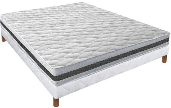 ESSENZIA Ensemble TENTATION + Sommier Tradition + Pieds 90x190 STRETCH Mousse - Blanc ESSENZIA Ensemble TENTATION + Sommier Tradition + Pieds 90x190 STRETCH Mousse - Blanc