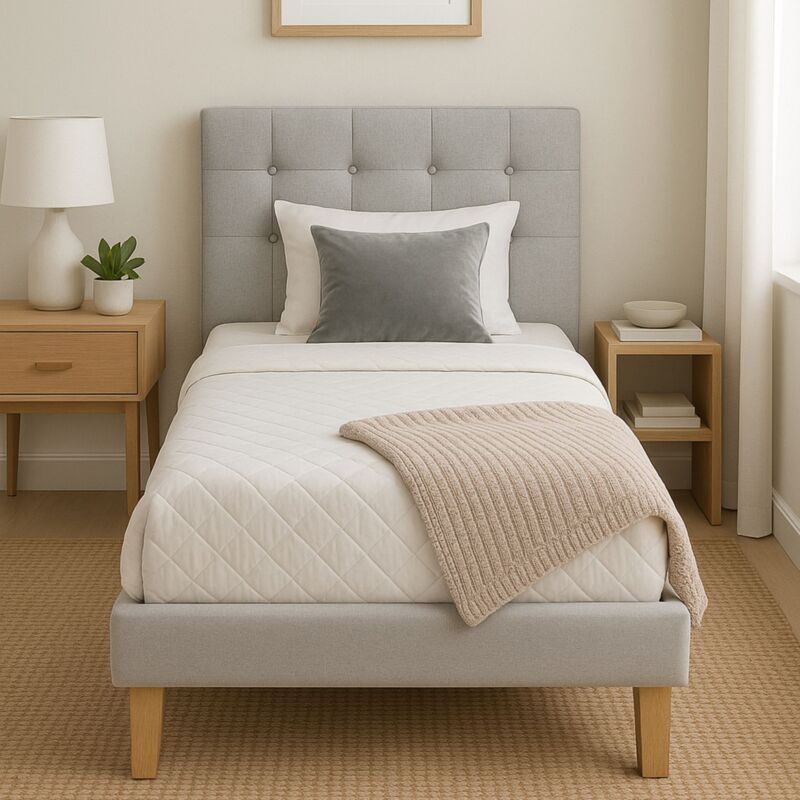 NUITS D'OR frederic - Solide et Confortable Lit avec Sommier + Tête de Lit Capitonnee NUITS D'OR frederic - Solide et Confortable Lit avec Sommier + Tête de Lit Capitonnee