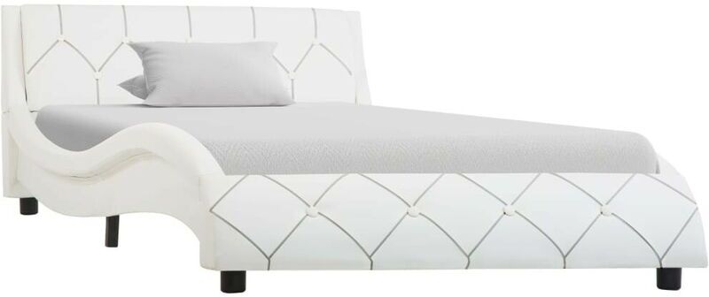 HOMMOO Cadre de lit Blanc Similicuir 100 x 200 cm HDV25801 - Hommoo HOMMOO Cadre de lit Blanc Similicuir 100 x 200 cm HDV25801 - Hommoo