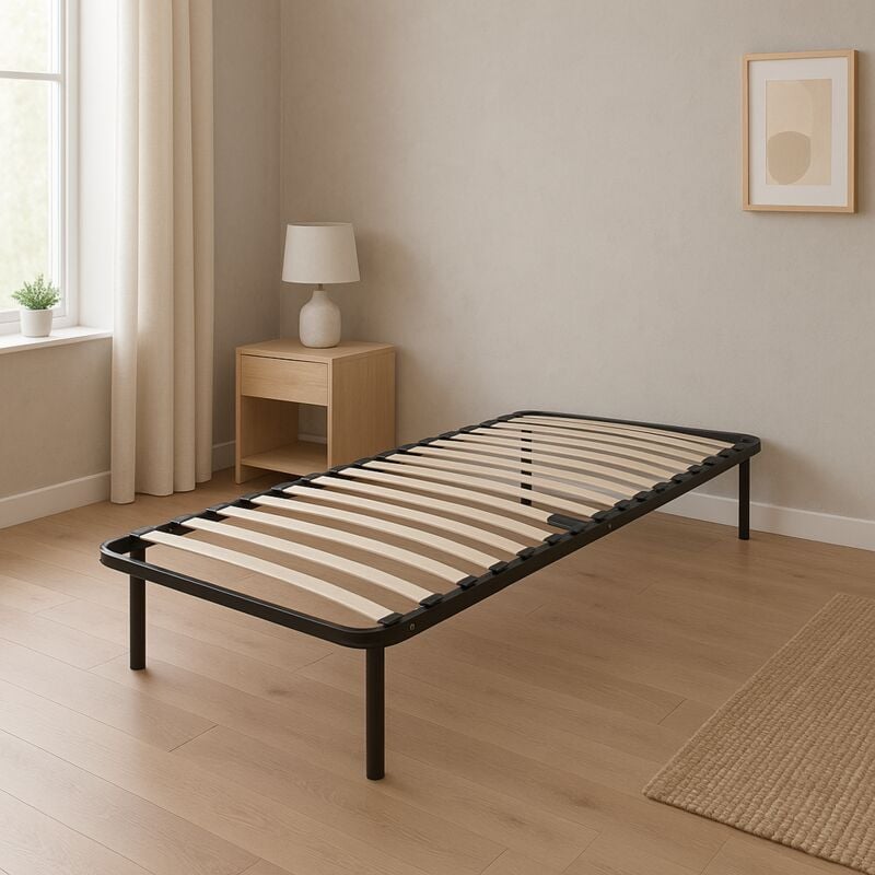 KING OF DREAMS JULIE - Solide et Confortable Sommier Cadre a lattes + Pieds 100x200 x 29 cm en KING OF DREAMS JULIE - Solide et Confortable Sommier Cadre a lattes + Pieds 100x200 x 29 cm en