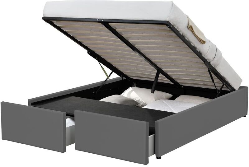 FOURNIER DECORATION Lagertha lit coffre pu gris mat 140x190 cm 2 tiroirs FOURNIER DECORATION Lagertha lit coffre pu gris mat 140x190 cm 2 tiroirs