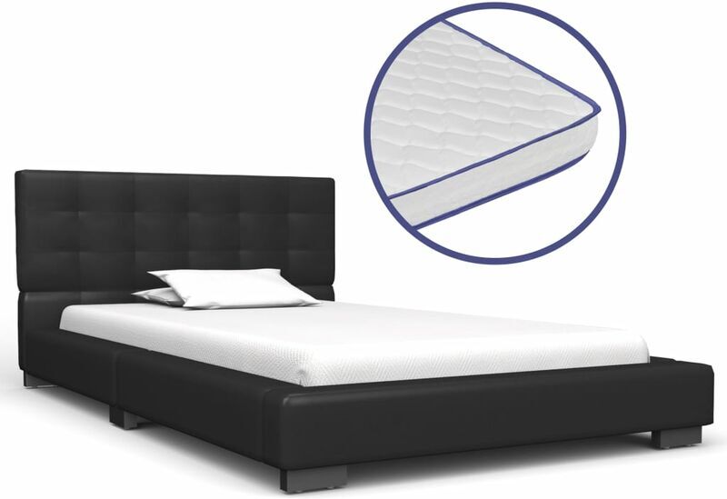 Youthup - Lit avec matelas à mémoire de forme Noir Similicuir 90x200 cm Youthup - Lit avec matelas à mémoire de forme Noir Similicuir 90x200 cm