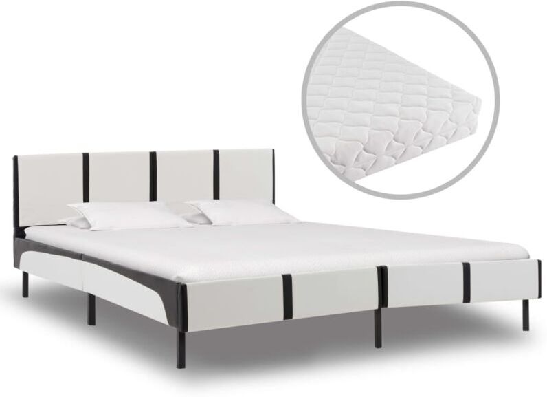 VIDAXL Lit avec Matelas Similicuir Blanc et Noir 180x200 cm Modèle 1 - Vidaxl VIDAXL Lit avec Matelas Similicuir Blanc et Noir 180x200 cm Modèle 1 - Vidaxl