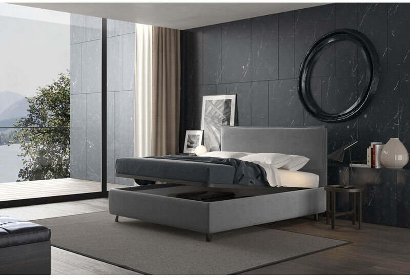 TALAMO ITALIA Lit simple avec conteneur puccini gris, tissu polyester TALAMO ITALIA Lit simple avec conteneur puccini gris, tissu polyester