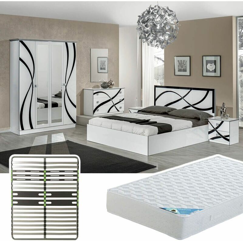 Altobuy - SYLLA - Chambre Complète 160x200cm + Sommier AltoZone + Matelas