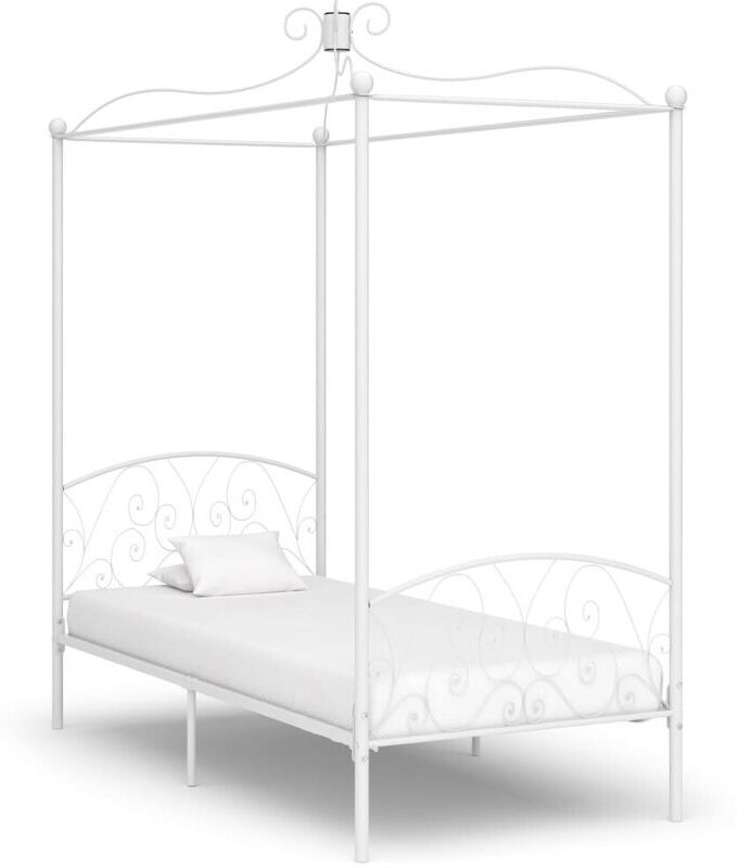 TOPDEAL VDTD24984_FR Cadre de lit à baldaquin Blanc Métal 100 x 200 cm - Topdeal TOPDEAL VDTD24984_FR Cadre de lit à baldaquin Blanc Métal 100 x 200 cm - Topdeal
