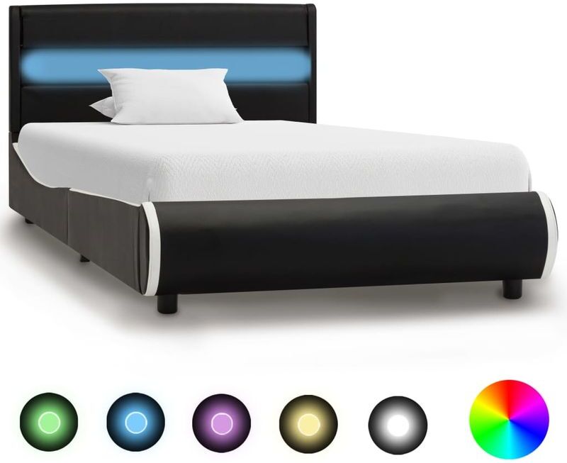 Topdeal VDTD25320_FR Cadre de lit avec LED Noir Similicuir 100 x 200 cm Topdeal VDTD25320_FR Cadre de lit avec LED Noir Similicuir 100 x 200 cm