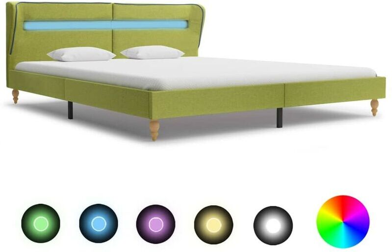 Topdeal VDTD22641_FR Cadre de lit avec LED Vert Tissu 160 x 200 cm Topdeal VDTD22641_FR Cadre de lit avec LED Vert Tissu 160 x 200 cm