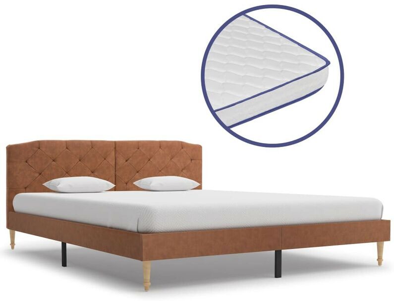 TOPDEAL VDTD19970_FR Lit avec matelas à mémoire de forme Marron Tissu 160 x 200 cm TOPDEAL VDTD19970_FR Lit avec matelas à mémoire de forme Marron Tissu 160 x 200 cm