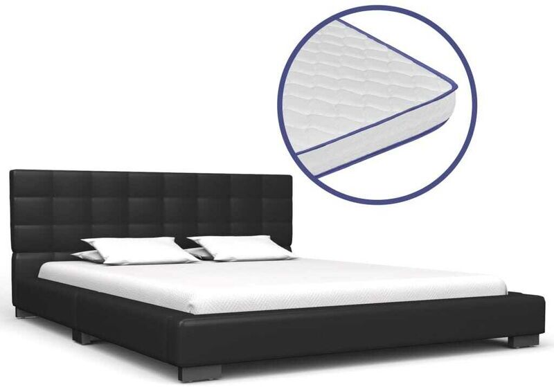 TOPDEAL VDTD19793_FR Lit avec matelas à mémoire de forme Noir Similicuir 140x200 cm TOPDEAL VDTD19793_FR Lit avec matelas à mémoire de forme Noir Similicuir 140x200 cm