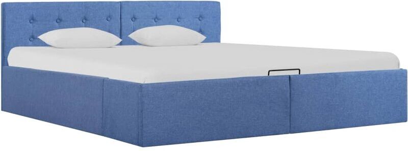 TRUE DEAL Cadre de lit à stockage hydraulique Bleu Tissu 160x200 cm - True Deal TRUE DEAL Cadre de lit à stockage hydraulique Bleu Tissu 160x200 cm - True Deal