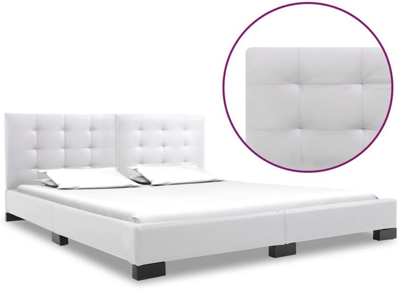 True Deal Cadre de lit Blanc Similicuir 160x200 cm True Deal Cadre de lit Blanc Similicuir 160x200 cm