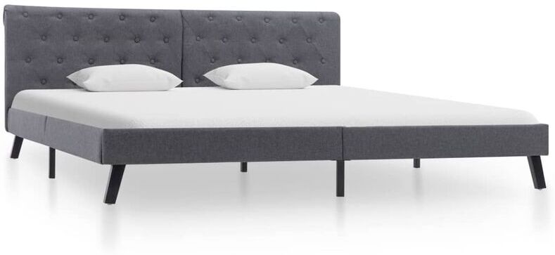 TRUE DEAL Cadre de lit Gris foncé Tissu 180 x 200 cm - True Deal TRUE DEAL Cadre de lit Gris foncé Tissu 180 x 200 cm - True Deal