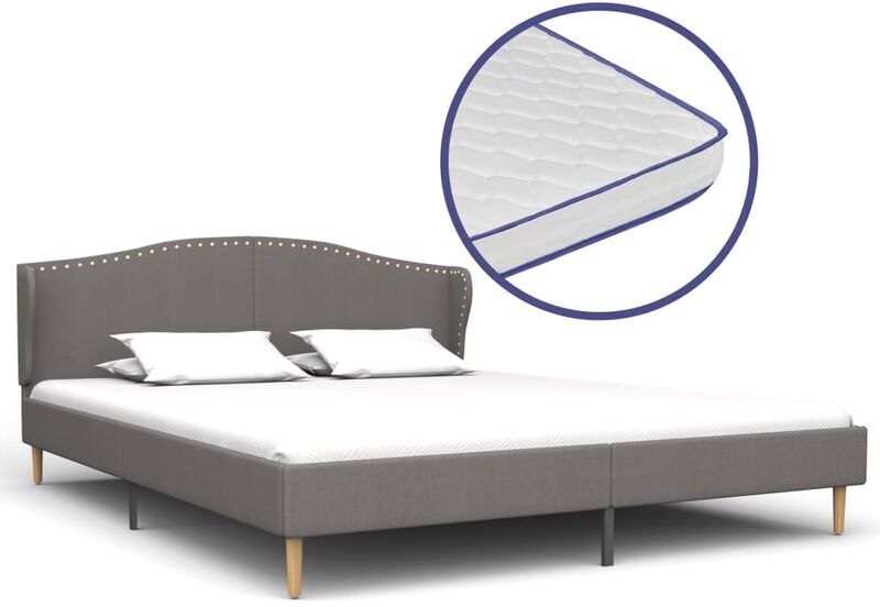 TRUE DEAL Lit avec matelas à mémoire de forme Gris clair Tissu 180x200 cm - True Deal TRUE DEAL Lit avec matelas à mémoire de forme Gris clair Tissu 180x200 cm - True Deal
