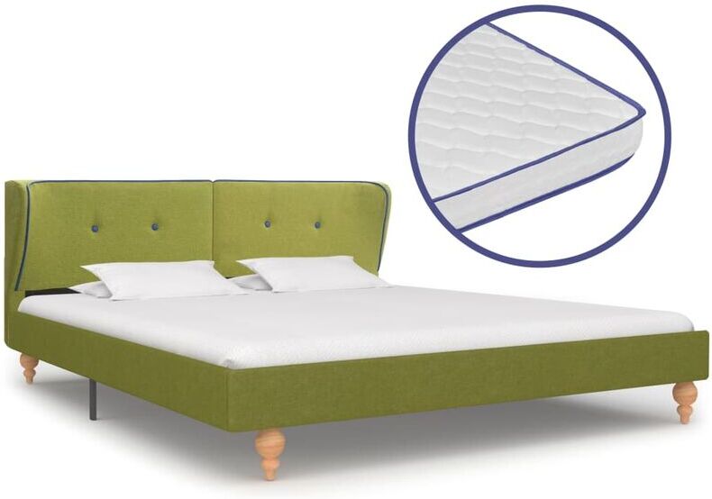 TRUE DEAL Lit avec matelas à mémoire de forme Vert Tissu 160 x 200 cm - True Deal TRUE DEAL Lit avec matelas à mémoire de forme Vert Tissu 160 x 200 cm - True Deal