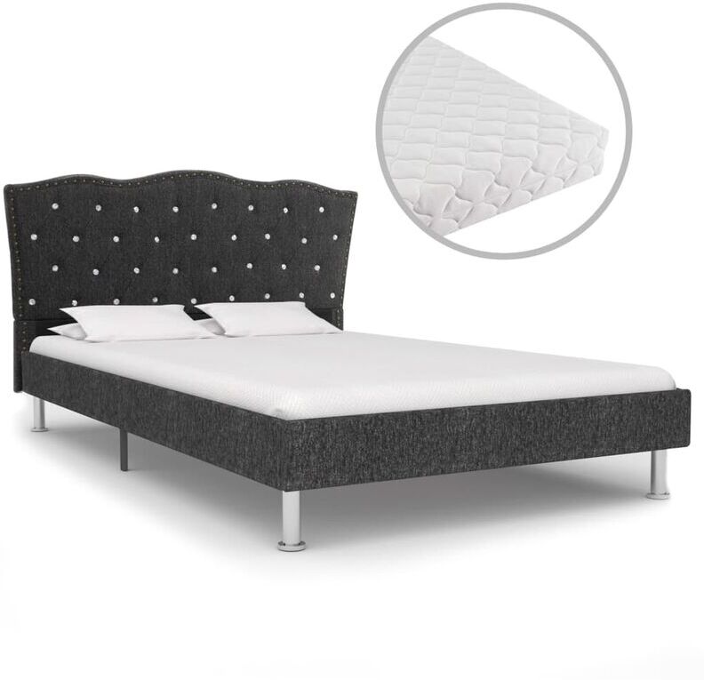 True Deal Lit avec matelas Gris foncé Tissu 140x200 cm True Deal Lit avec matelas Gris foncé Tissu 140x200 cm