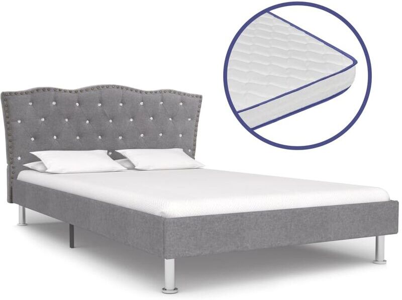 VIDAXL Lit avec Matelas à Mémoire de Forme Tissu Gris Clair 120x200 cm - Vidaxl VIDAXL Lit avec Matelas à Mémoire de Forme Tissu Gris Clair 120x200 cm - Vidaxl