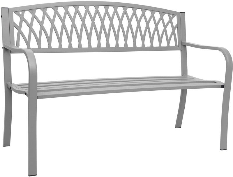 HHG Banc de jardin 697, banc du parc, 2 places, acier thermolaqué ~ gris - HHG HHG Banc de jardin 697, banc du parc, 2 places, acier thermolaqué ~ gris - HHG
