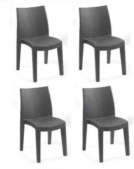 Lots de 4 chaises LADY empilable, aspect résine tressée Lots de 4 chaises LADY empilable, aspect résine tressée