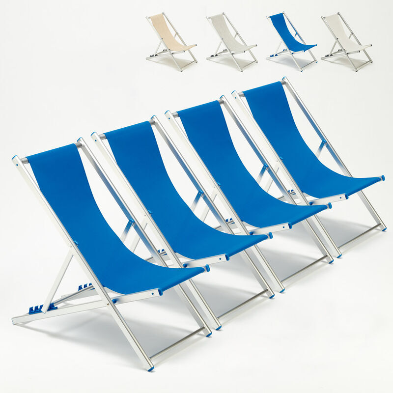 BEACH AND GARDEN DESIGN Transats de plage chaises pliantes jardin piscine aluminium Riccione 4 pcs