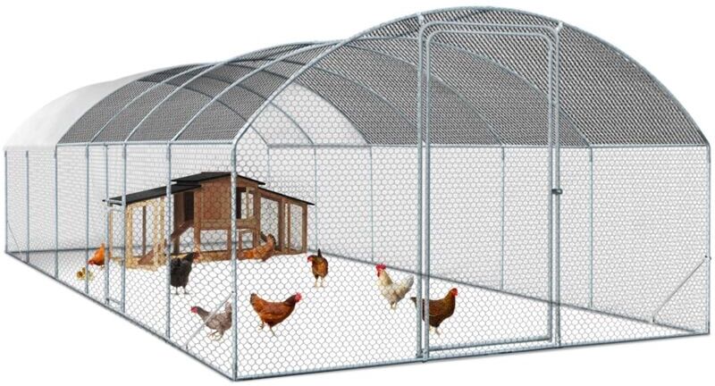 IDMARKET Enclos poulailler grillagé 3x7,5 M avec porte latérale et toit dôme 22,5 m² IDMARKET Enclos poulailler grillagé 3x7,5 M avec porte latérale et toit dôme 22,5 m²