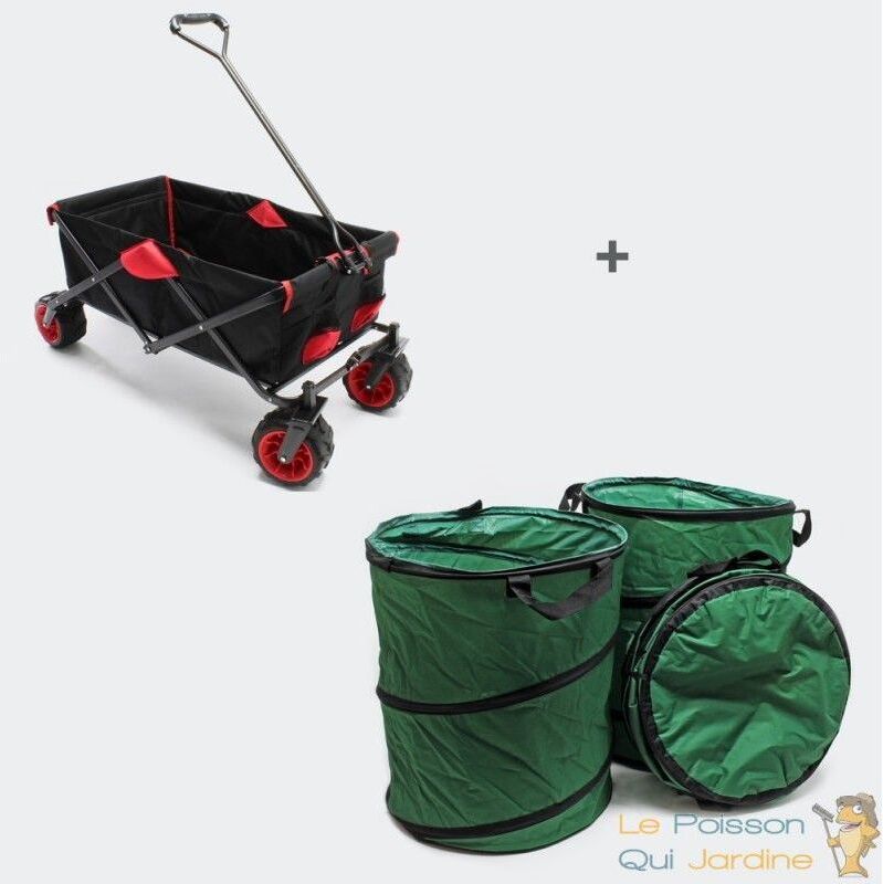 Le Poisson Qui Jardine - Chariot à main + 3 Sacs pour le jardin, la plage, Le Poisson Qui Jardine - Chariot à main + 3 Sacs pour le jardin, la plage,