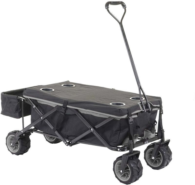HHG Chariot pliable 425, charette à bras, pneus tout terrain ~ avec recouvrement HHG Chariot pliable 425, charette à bras, pneus tout terrain ~ avec recouvrement